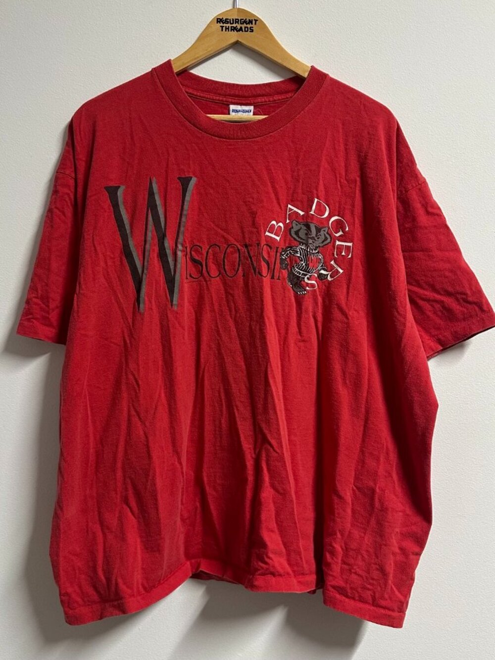 Vintage University of Wisconsin Badgers Red T-shirt 90s Football Men's 3XL